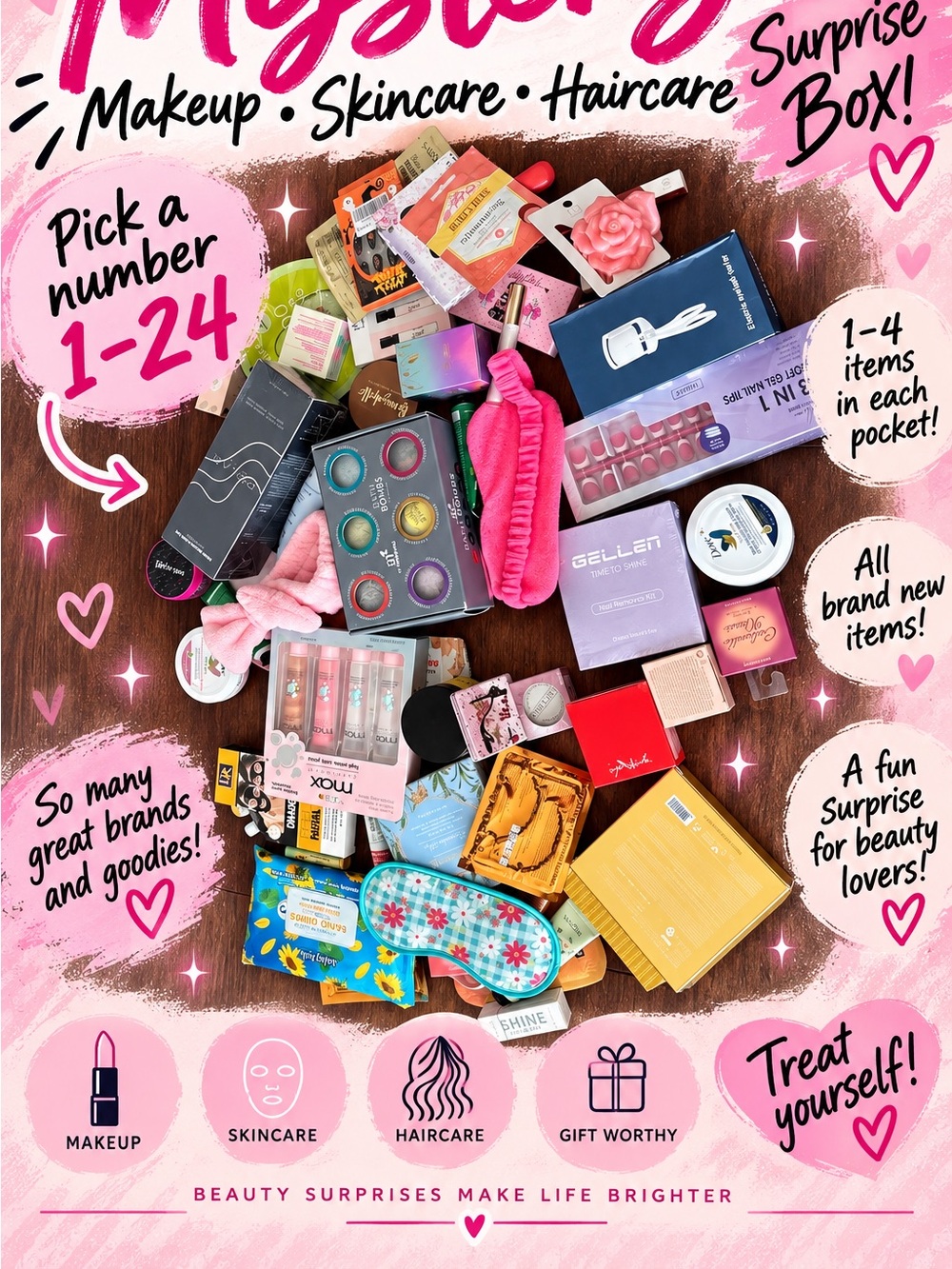 Mystery Beauty Surprise Bundle - Assorted Makeup, Skincare and Haircare